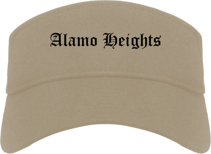 Alamo Heights Texas TX Old English Mens Visor Cap Hat Khaki