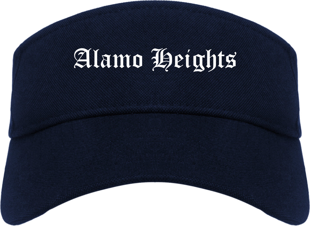 Alamo Heights Texas TX Old English Mens Visor Cap Hat Navy Blue