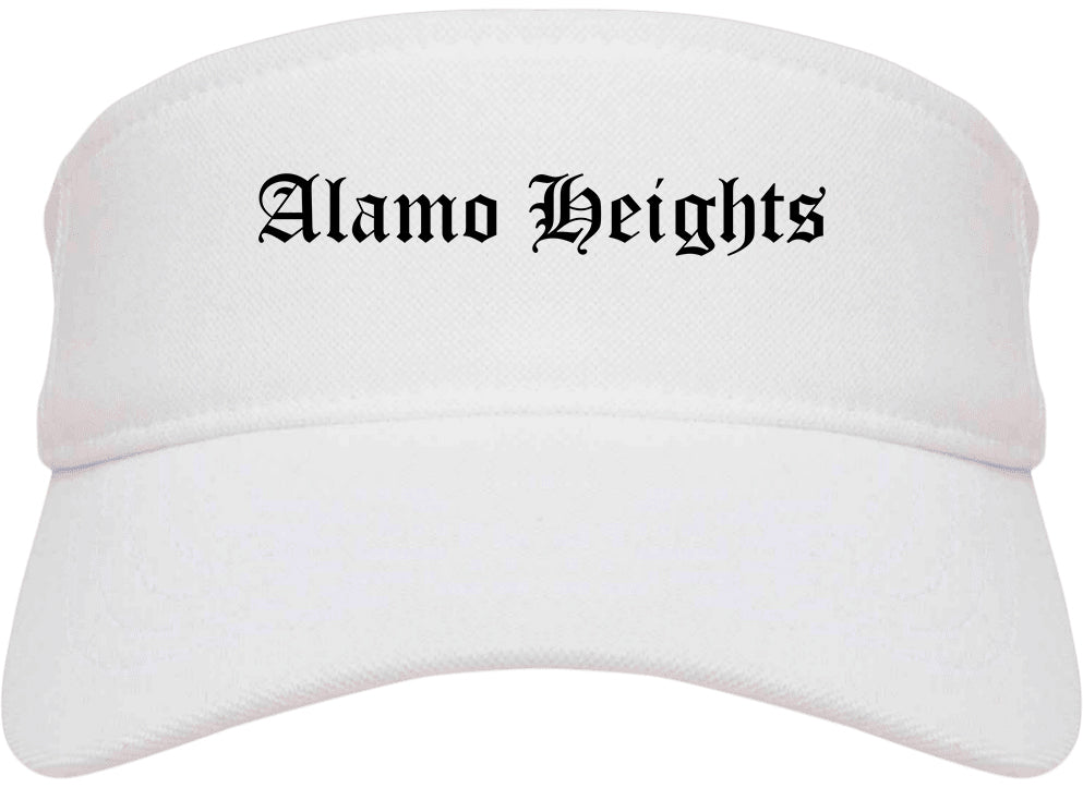 Alamo Heights Texas TX Old English Mens Visor Cap Hat White