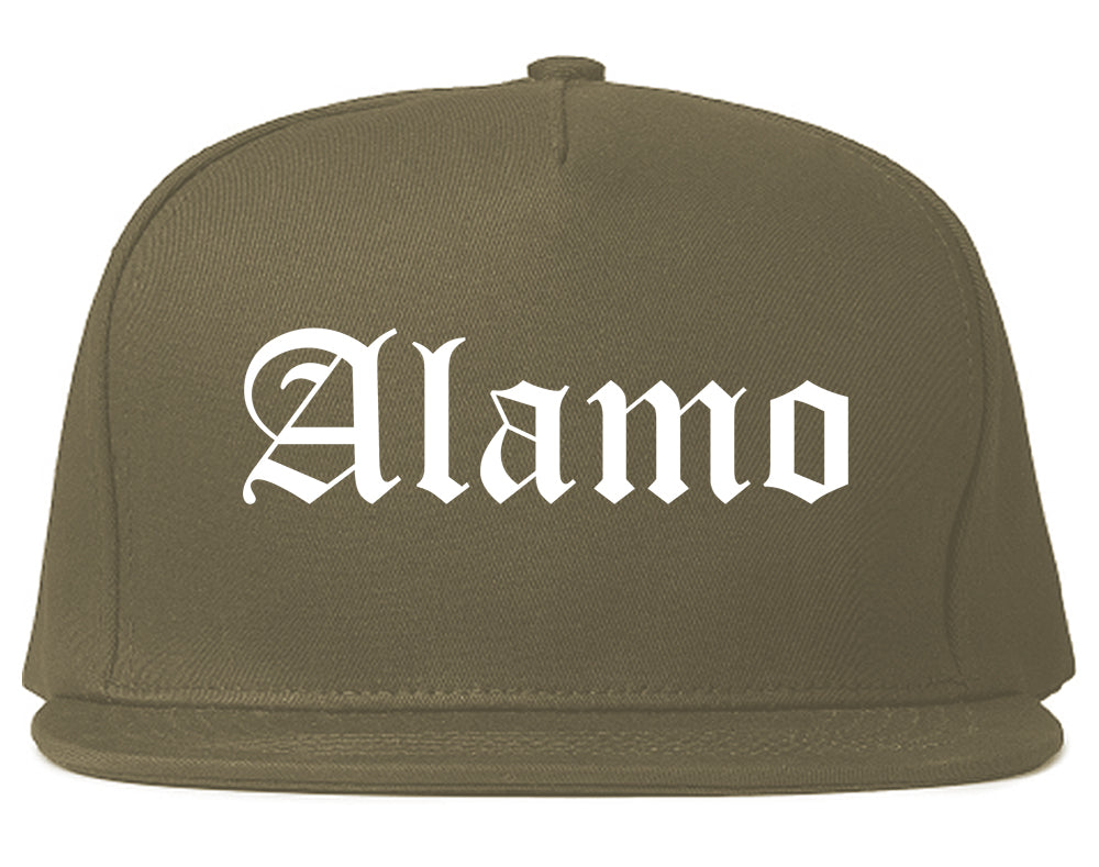 Alamo Texas TX Old English Mens Snapback Hat Grey