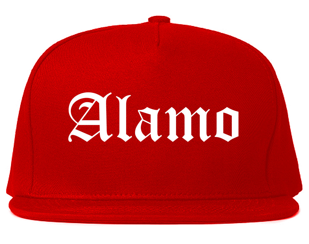 Alamo Texas TX Old English Mens Snapback Hat Red