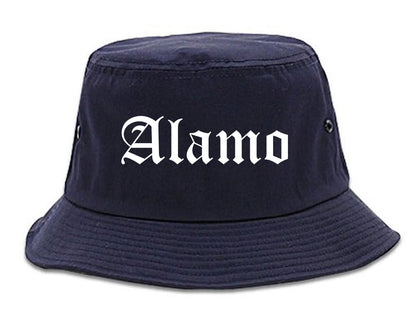 Alamo Texas TX Old English Mens Bucket Hat Navy Blue