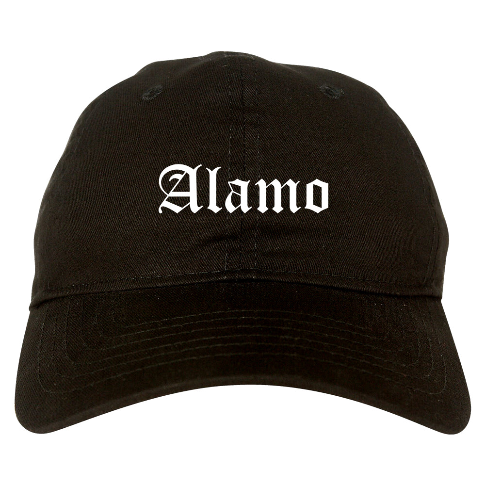 Alamo Texas TX Old English Mens Dad Hat Baseball Cap Black