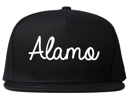 Alamo Texas TX Script Mens Snapback Hat Black