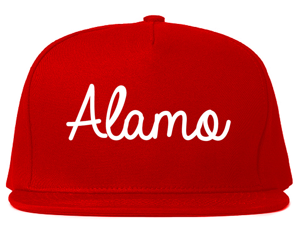 Alamo Texas TX Script Mens Snapback Hat Red
