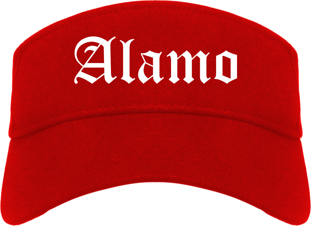 Alamo Texas TX Old English Mens Visor Cap Hat Red