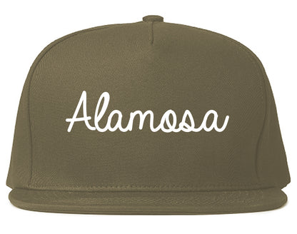 Alamosa Colorado CO Script Mens Snapback Hat Grey