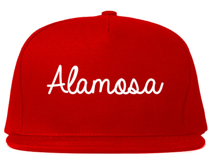 Alamosa Colorado CO Script Mens Snapback Hat Red