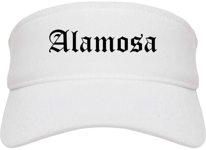 Alamosa Colorado CO Old English Mens Visor Cap Hat White