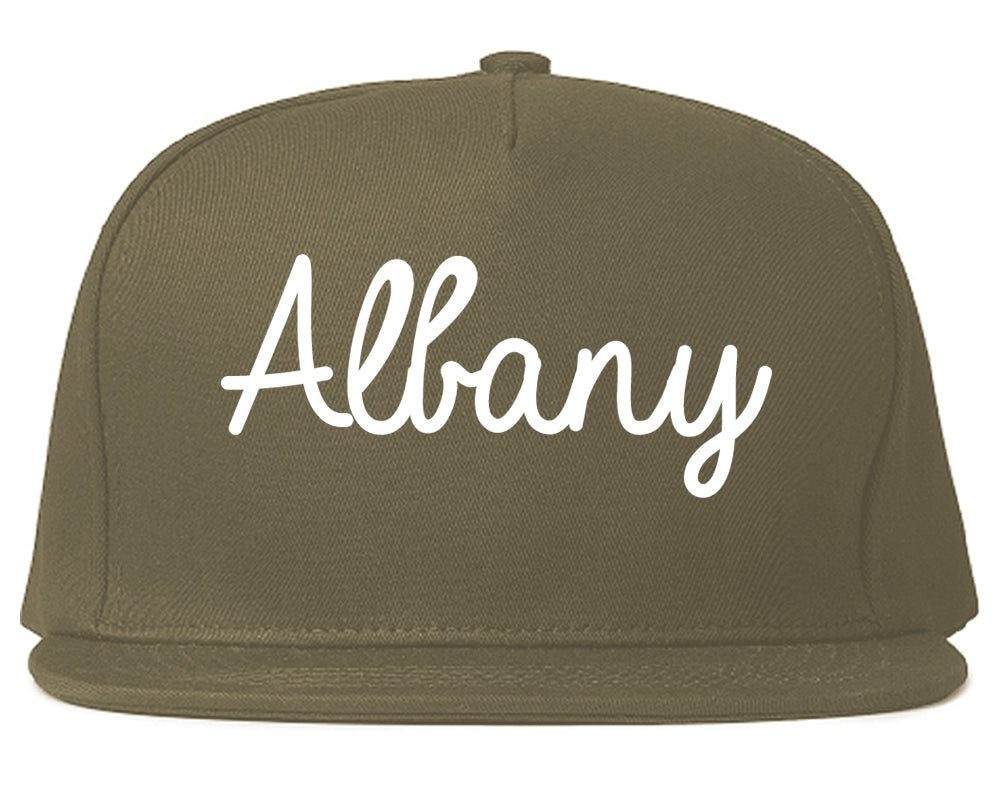 Albany California CA Script Mens Snapback Hat Grey
