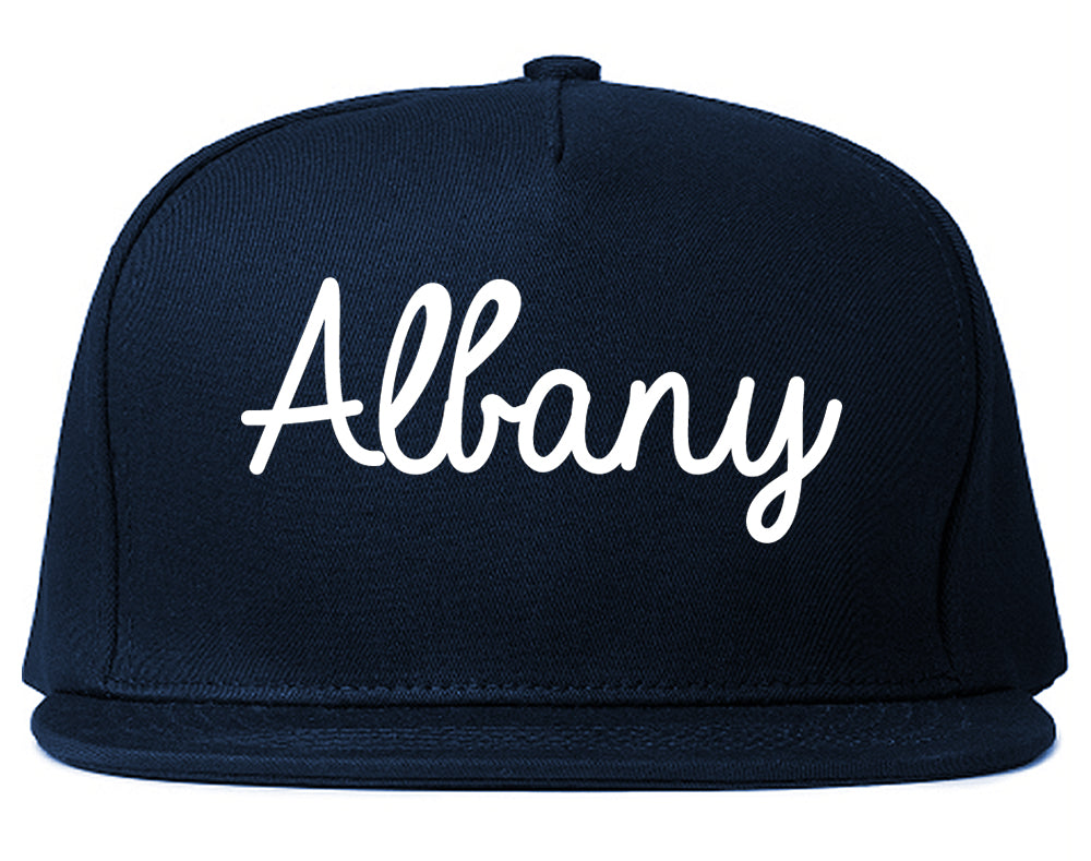 Albany California CA Script Mens Snapback Hat Navy Blue