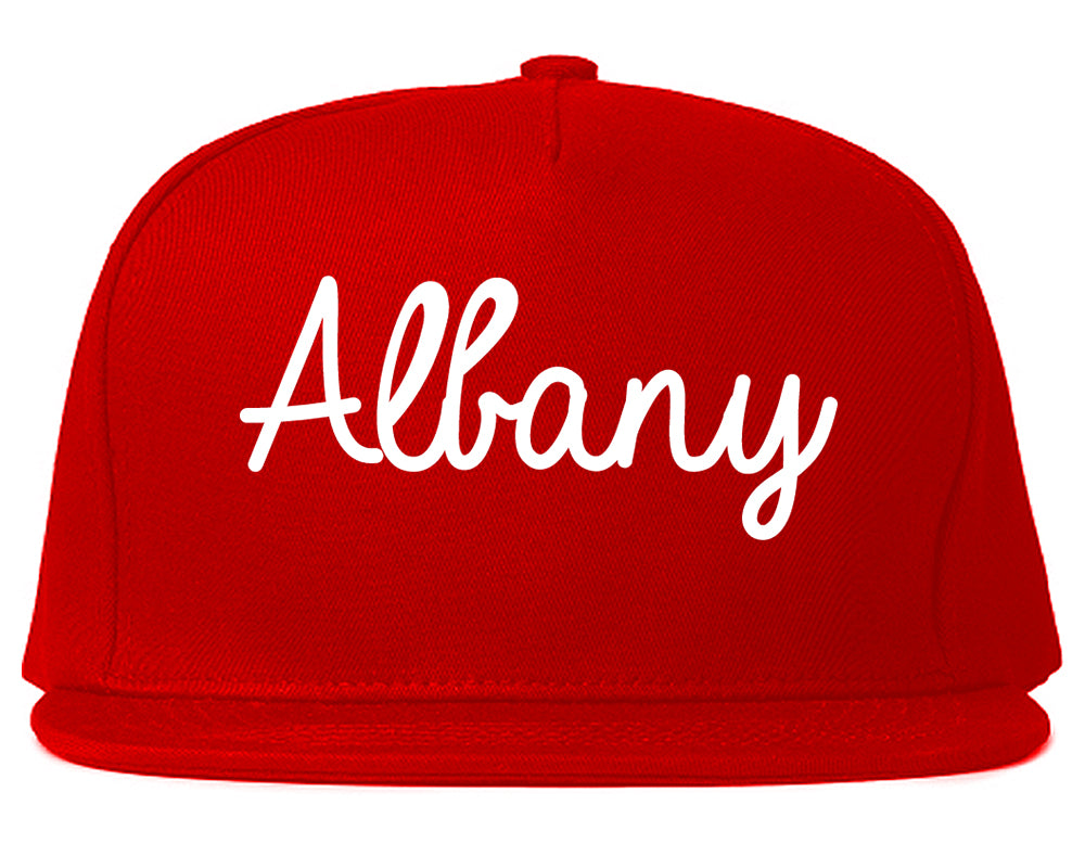 Albany California CA Script Mens Snapback Hat Red