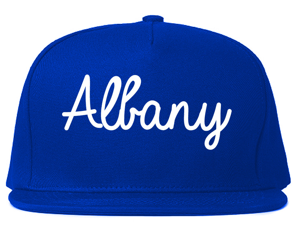 Albany California CA Script Mens Snapback Hat Royal Blue