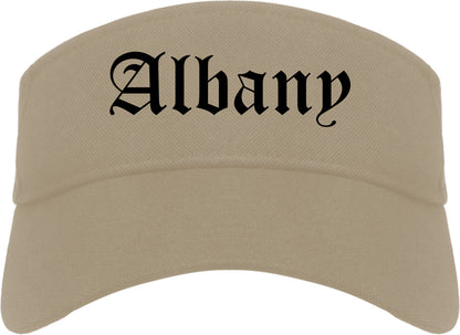 Albany California CA Old English Mens Visor Cap Hat Khaki