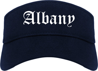 Albany California CA Old English Mens Visor Cap Hat Navy Blue