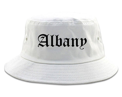 Albany California CA Old English Mens Bucket Hat White