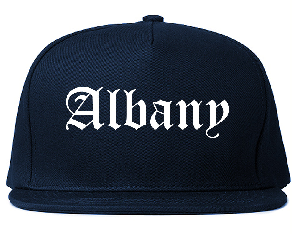 Albany New York NY Old English Mens Snapback Hat Navy Blue