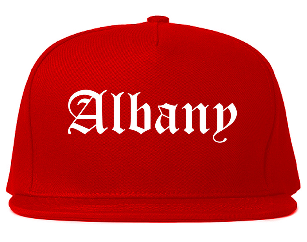 Albany New York NY Old English Mens Snapback Hat Red