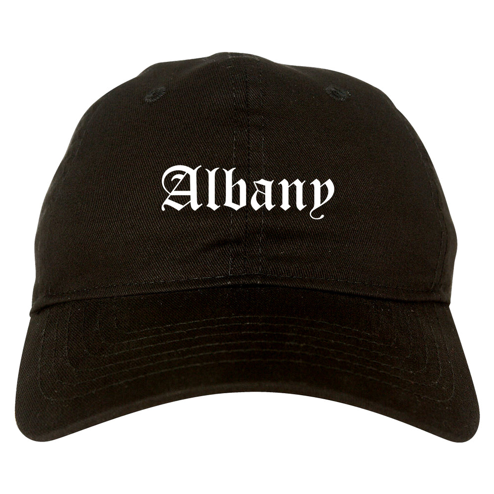 Albany New York NY Old English Mens Dad Hat Baseball Cap Black