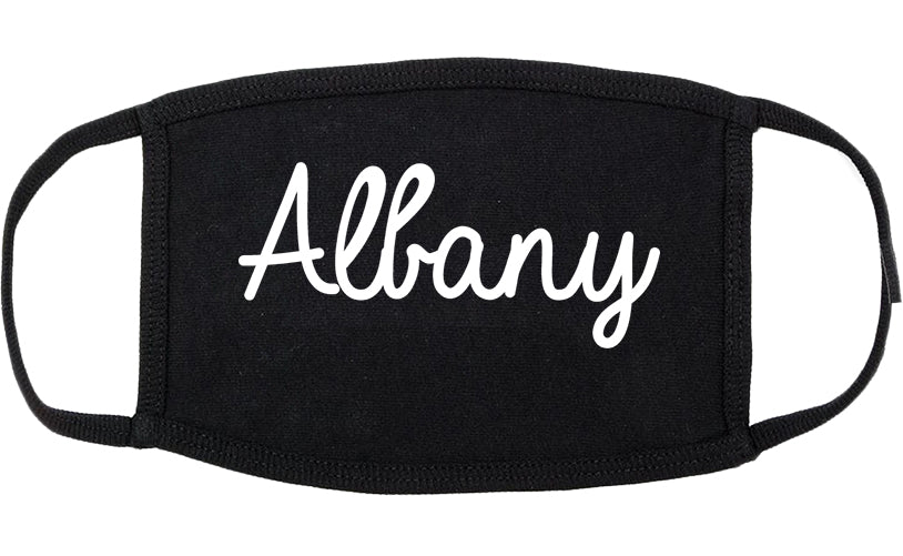 Albany New York NY Script Cotton Face Mask Black