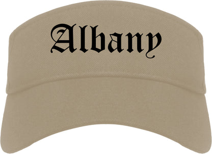 Albany Oregon OR Old English Mens Visor Cap Hat Khaki