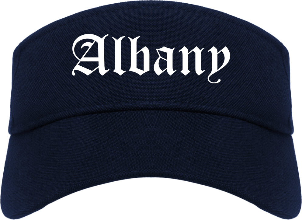 Albany Oregon OR Old English Mens Visor Cap Hat Navy Blue