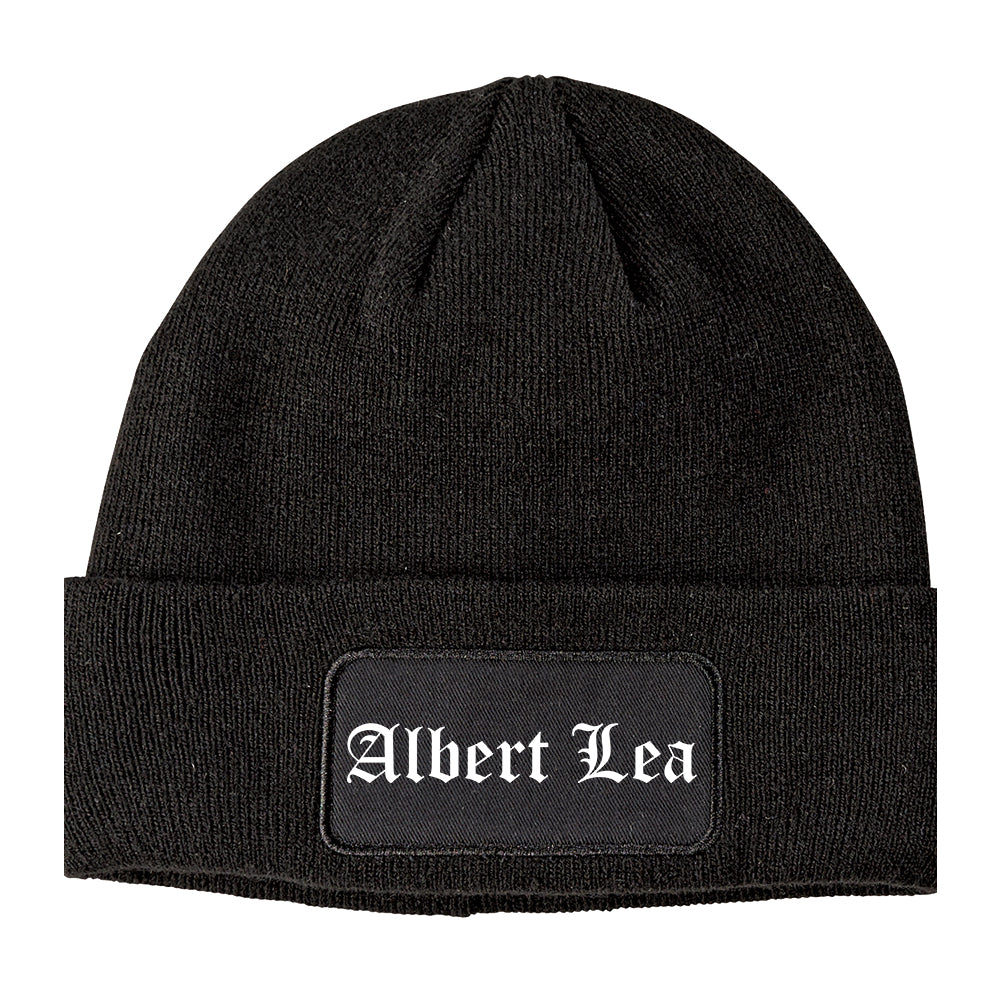 Albert Lea Minnesota MN Old English Mens Knit Beanie Hat Cap Black