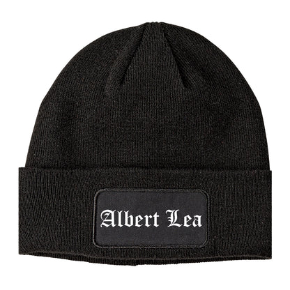 Albert Lea Minnesota MN Old English Mens Knit Beanie Hat Cap Black