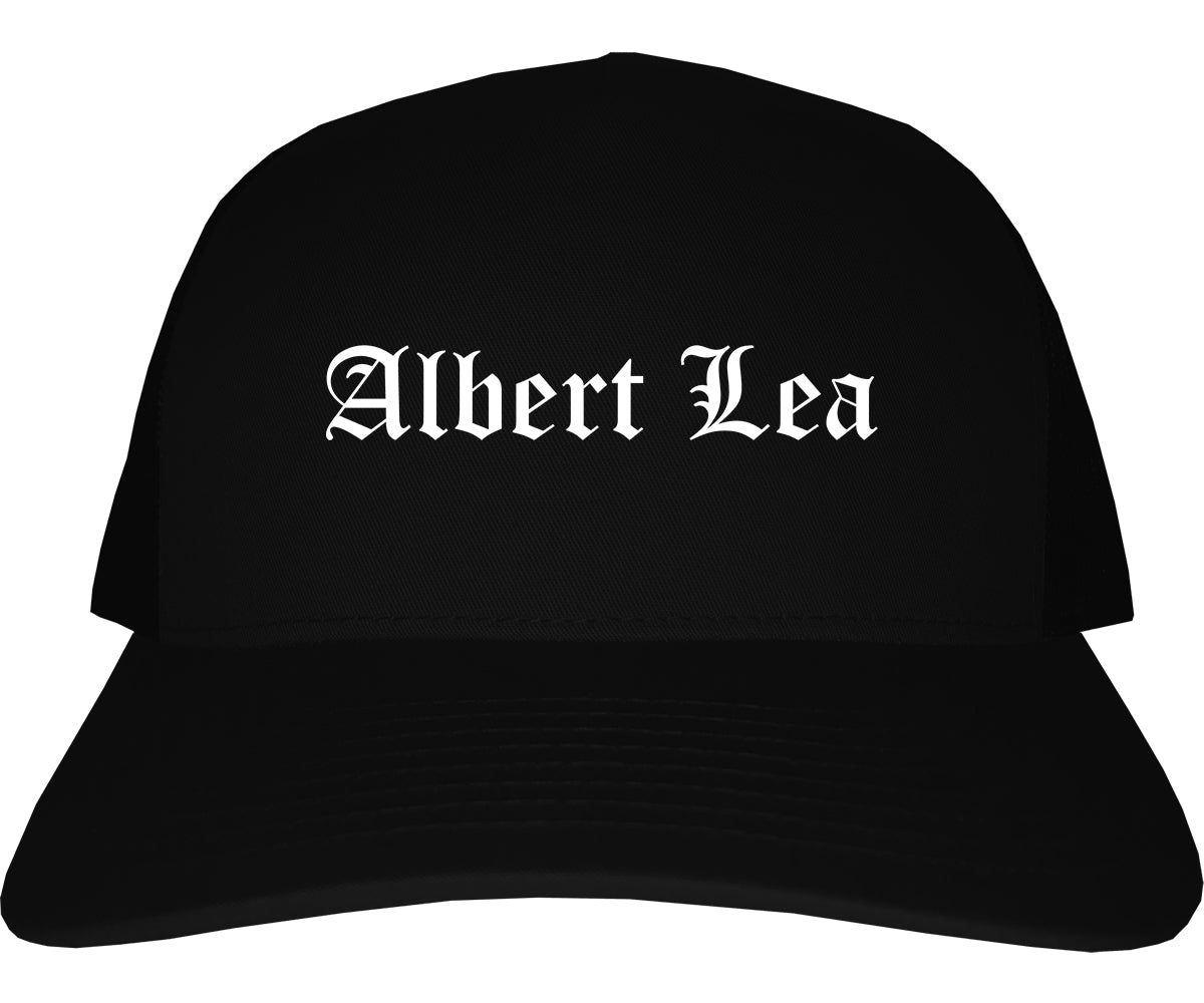 Albert Lea Minnesota MN Old English Mens Trucker Hat Cap Black