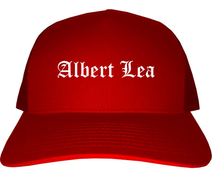 Albert Lea Minnesota MN Old English Mens Trucker Hat Cap Red