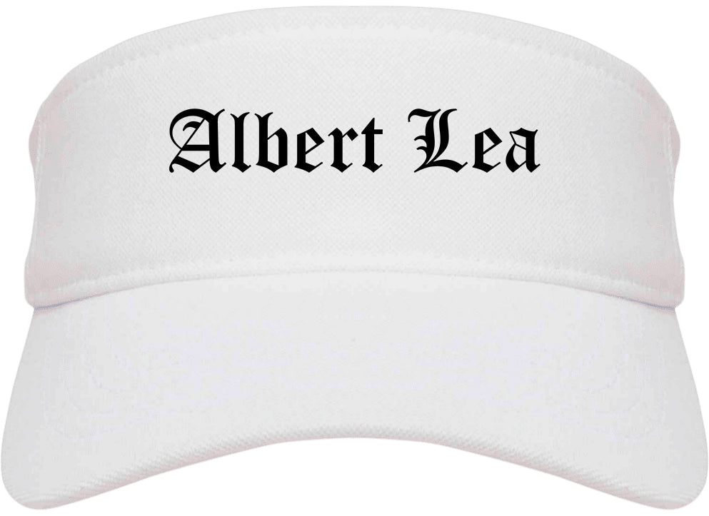 Albert Lea Minnesota MN Old English Mens Visor Cap Hat White