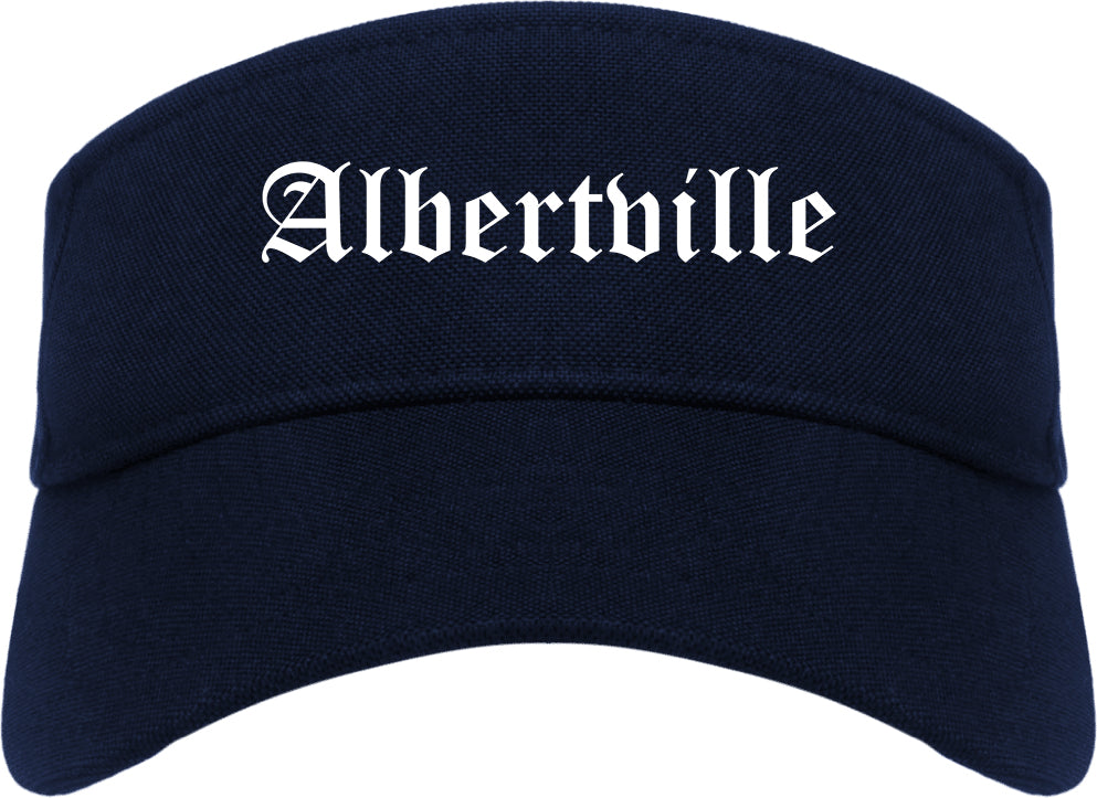 Albertville Alabama AL Old English Mens Visor Cap Hat Navy Blue