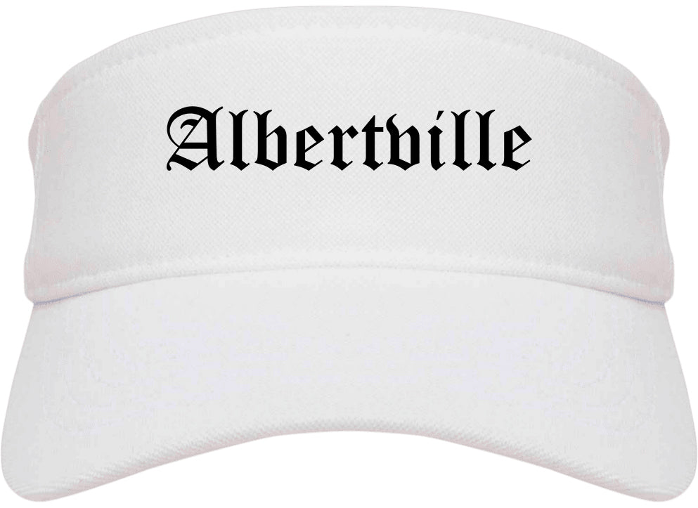 Albertville Alabama AL Old English Mens Visor Cap Hat White