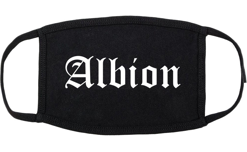 Albion Michigan MI Old English Cotton Face Mask Black