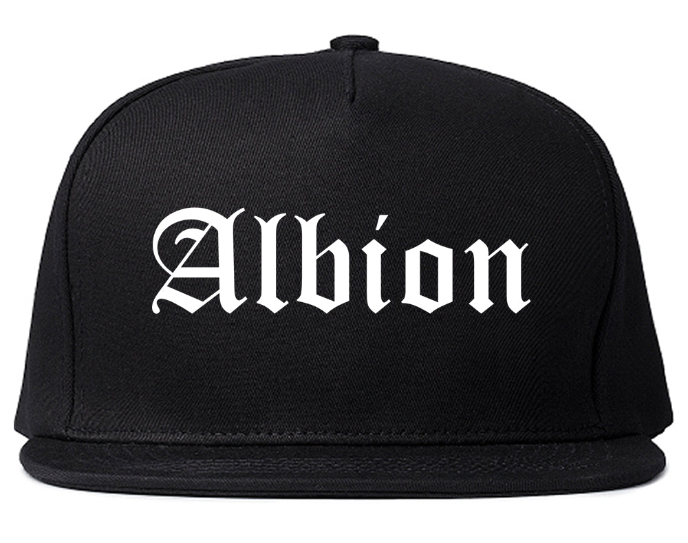 Albion Michigan MI Old English Mens Snapback Hat Black