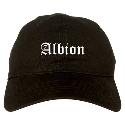 Albion Michigan MI Old English Mens Dad Hat Baseball Cap Black
