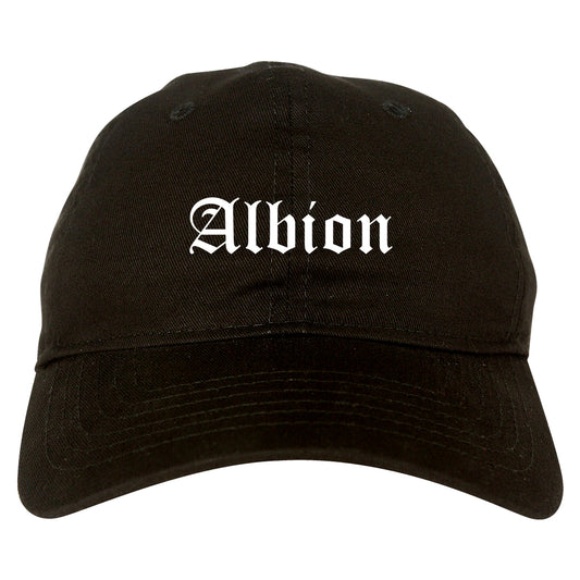 Albion Michigan MI Old English Mens Dad Hat Baseball Cap Black