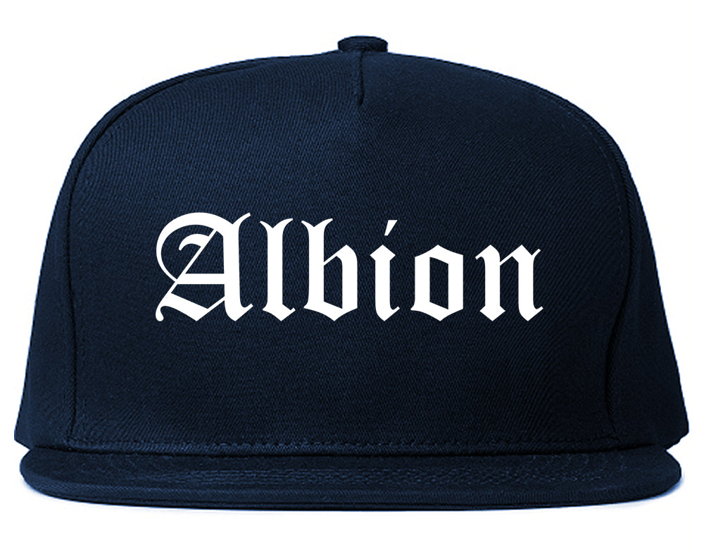 Albion New York NY Old English Mens Snapback Hat Navy Blue
