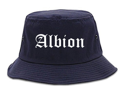 Albion New York NY Old English Mens Bucket Hat Navy Blue