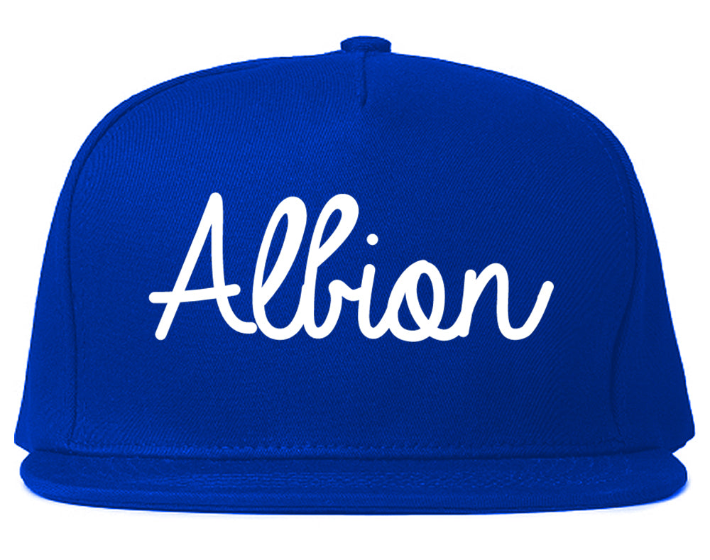 Albion New York NY Script Mens Snapback Hat Royal Blue