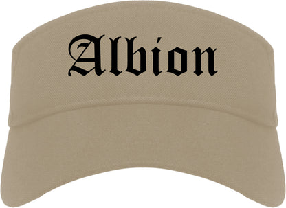 Albion New York NY Old English Mens Visor Cap Hat Khaki