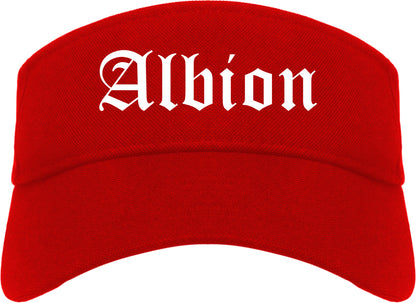 Albion New York NY Old English Mens Visor Cap Hat Red