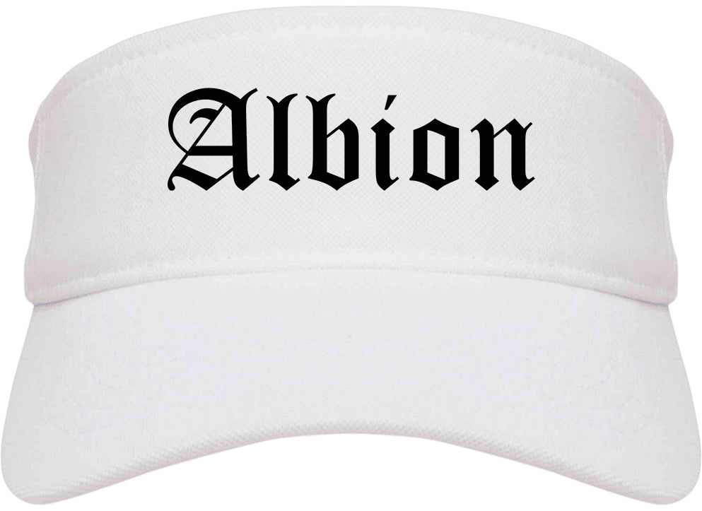 Albion New York NY Old English Mens Visor Cap Hat White