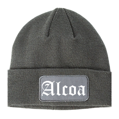 Alcoa Tennessee TN Old English Mens Knit Beanie Hat Cap Grey
