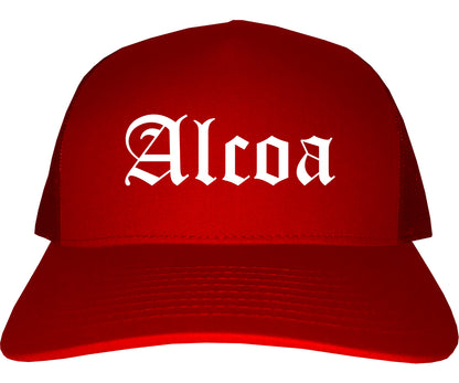 Alcoa Tennessee TN Old English Mens Trucker Hat Cap Red