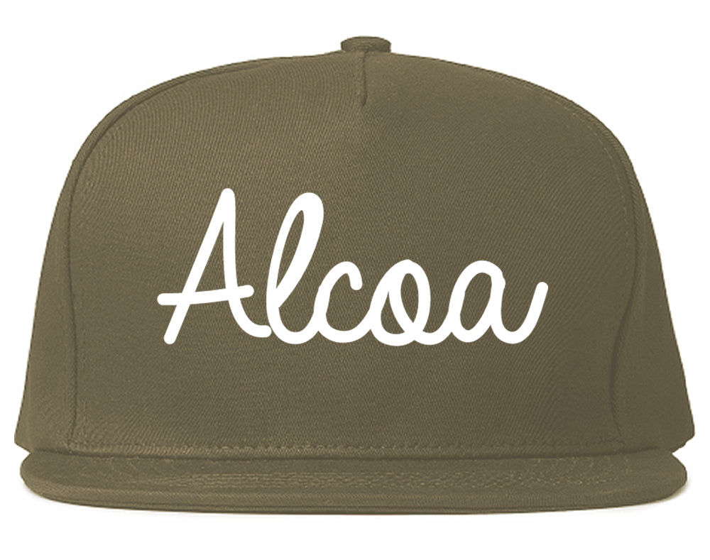 Alcoa Tennessee TN Script Mens Snapback Hat Grey
