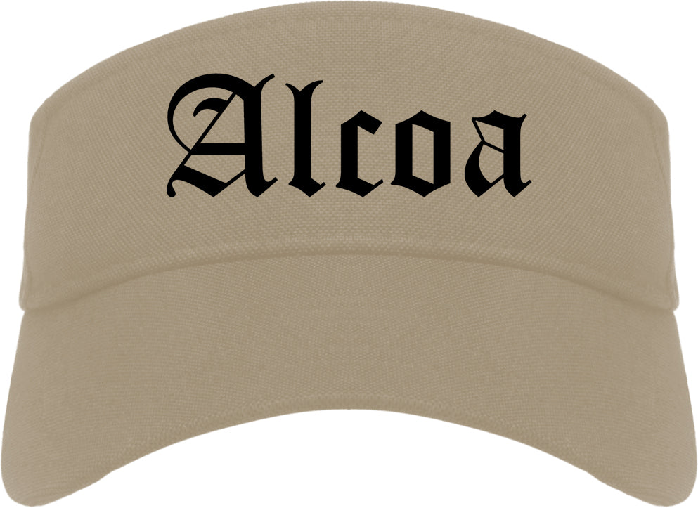 Alcoa Tennessee TN Old English Mens Visor Cap Hat Khaki
