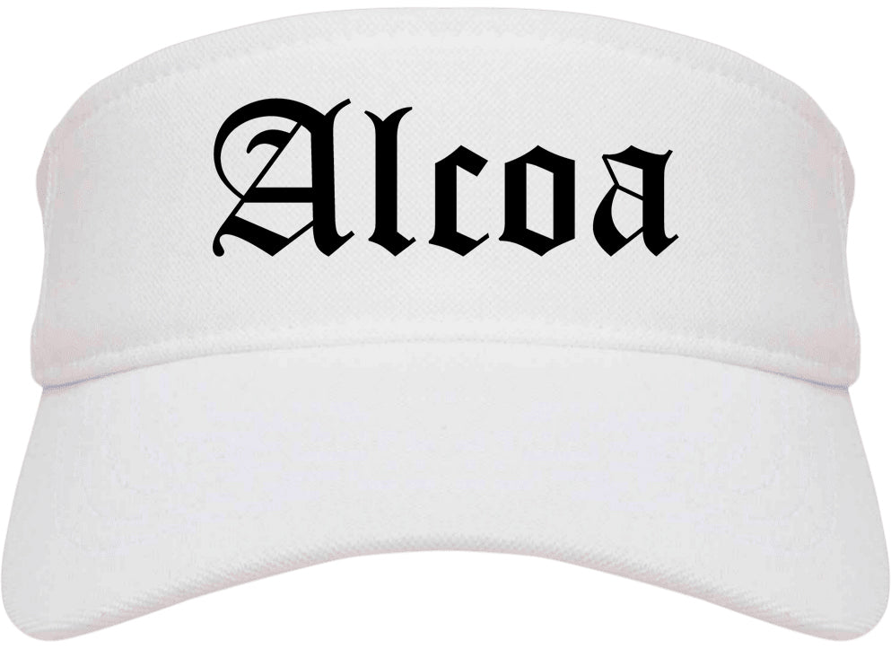 Alcoa Tennessee TN Old English Mens Visor Cap Hat White