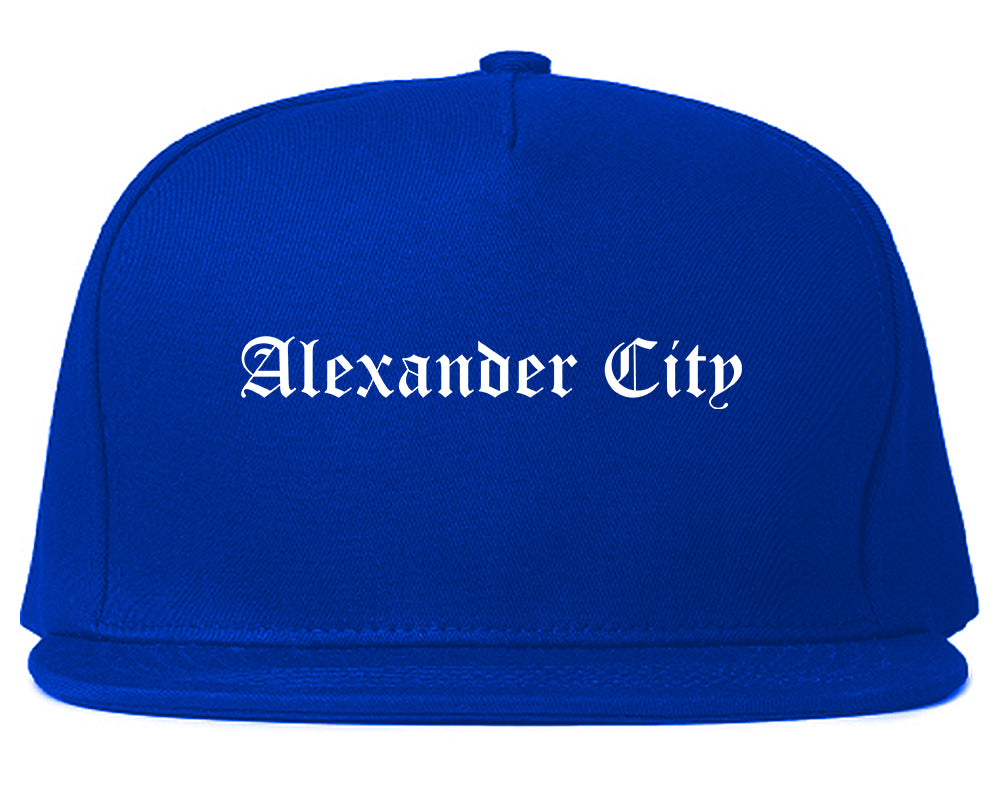 Alexander City Alabama AL Old English Mens Snapback Hat Royal Blue