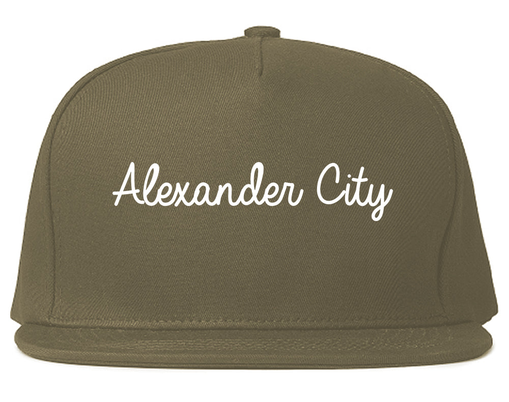 Alexander City Alabama AL Script Mens Snapback Hat Grey